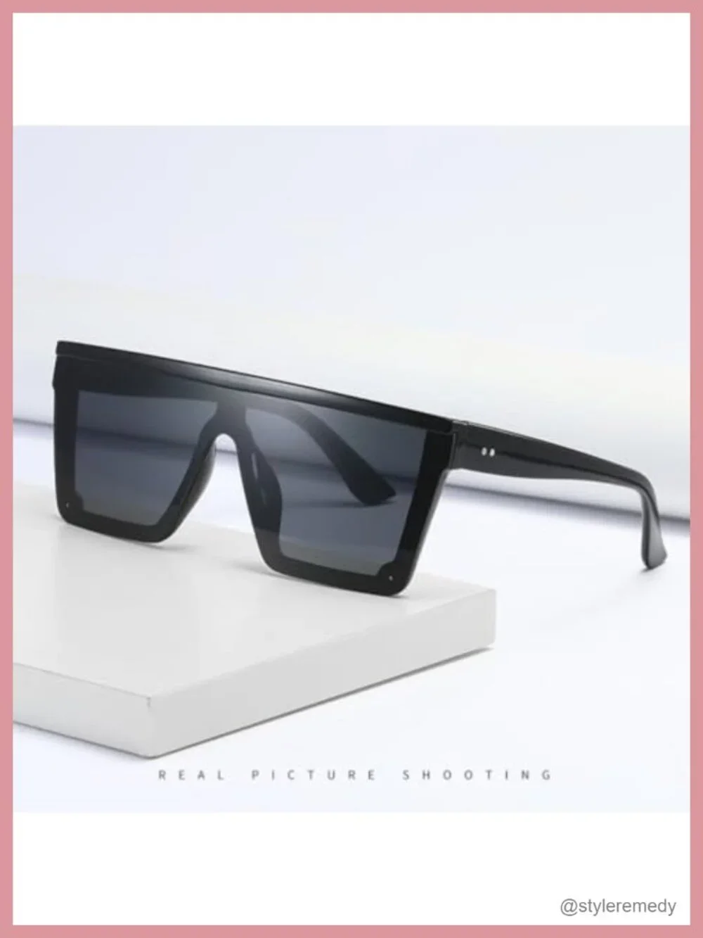 Oversized Square Flat Top Sunglasses for Women Men Plastic Frame 3 Pack